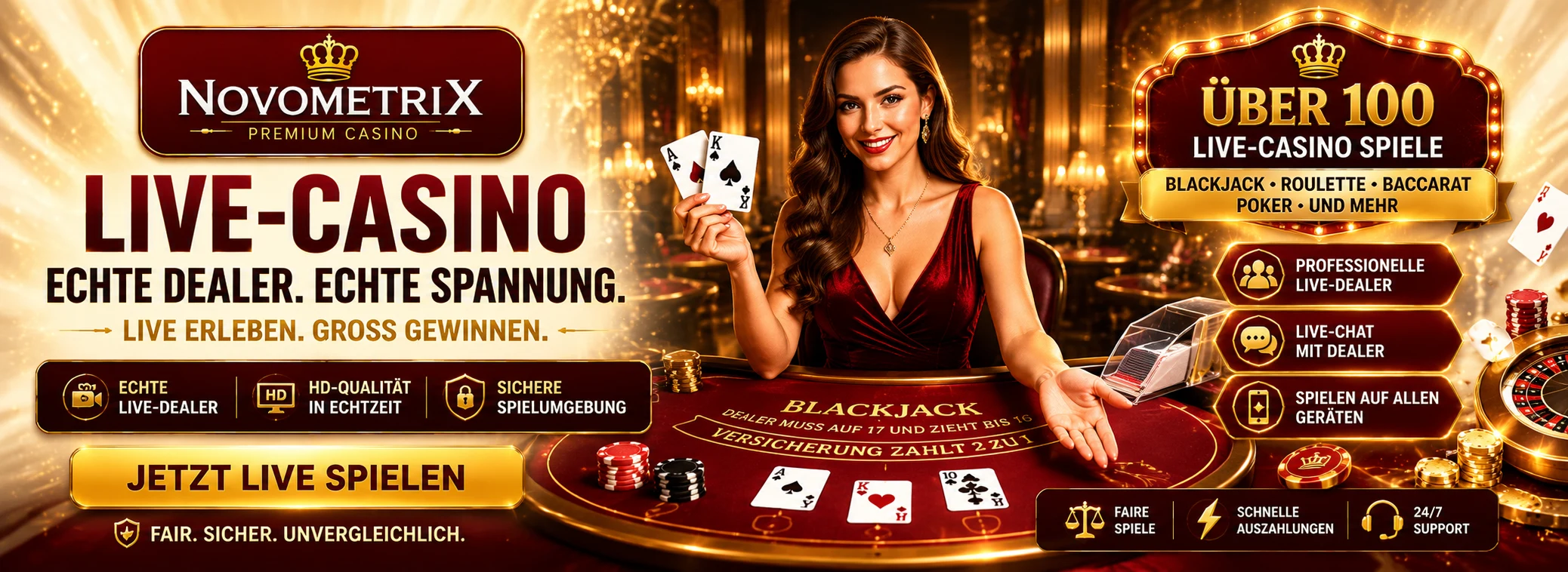 Live-Casino Novometrix — Roulette, Blackjack und Baccarat von Evolution Gaming